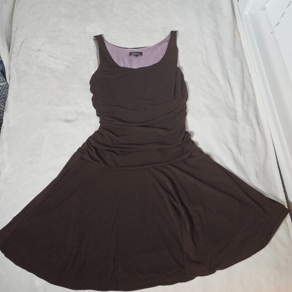 AGB DRESS, CHOCOLATE BROWN SCOOP NECK, SIZE 14 - Picture 8 of 10